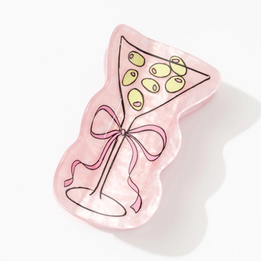 NWT ⚜️💖⚜️ Frasier Sterling Olive Martini Pink Pearl Hair Claw Clip